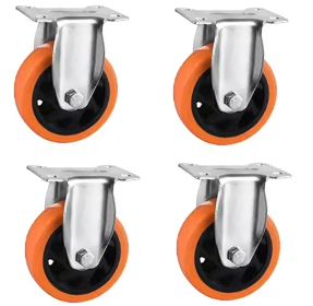 Suwas 3 Inch Caster Wheels Set of 4, Heavy Duty Caster with Fixed Plate, No Noise Wheels Polyurethane, No Marking Fixed Direction Plate Casters (Bonus of Hardware Kit)