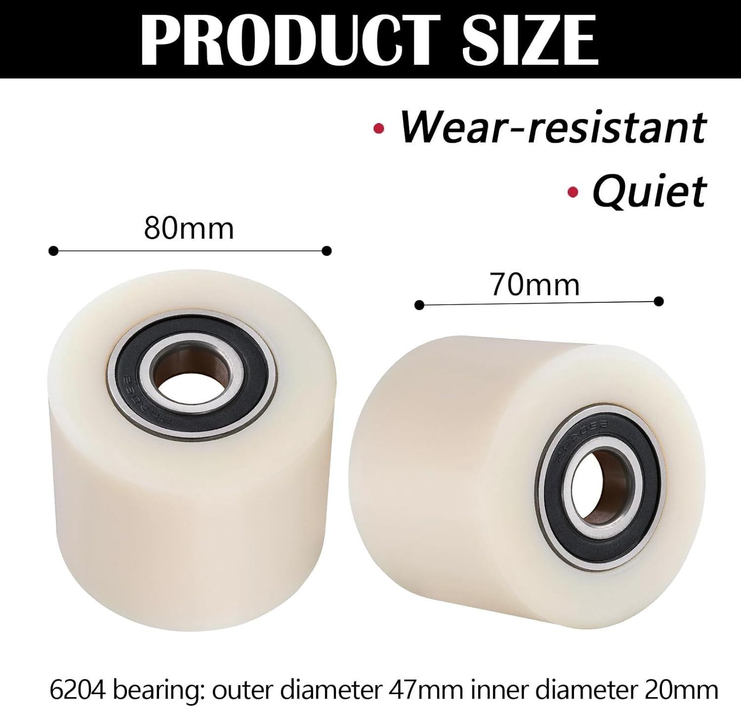 SUWAS™ Nylon Load Wheel 70×80 mm with Bearing (Pack of 4) for Pallet Truck | Heavy Duty Pallet Jack Replacement Wheel | Industrial Material Handling Spare Part