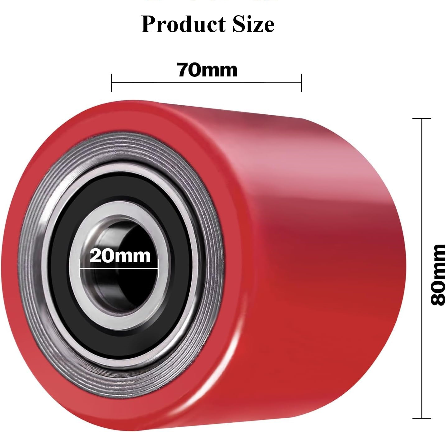SUWAS™ Polyurethane (CIPU) Load Wheel 70×80 mm with Bearing (Pack of 4) for Pallet Truck | Heavy Duty Pallet Jack Replacement Wheel | Industrial Material Handling Spare Part