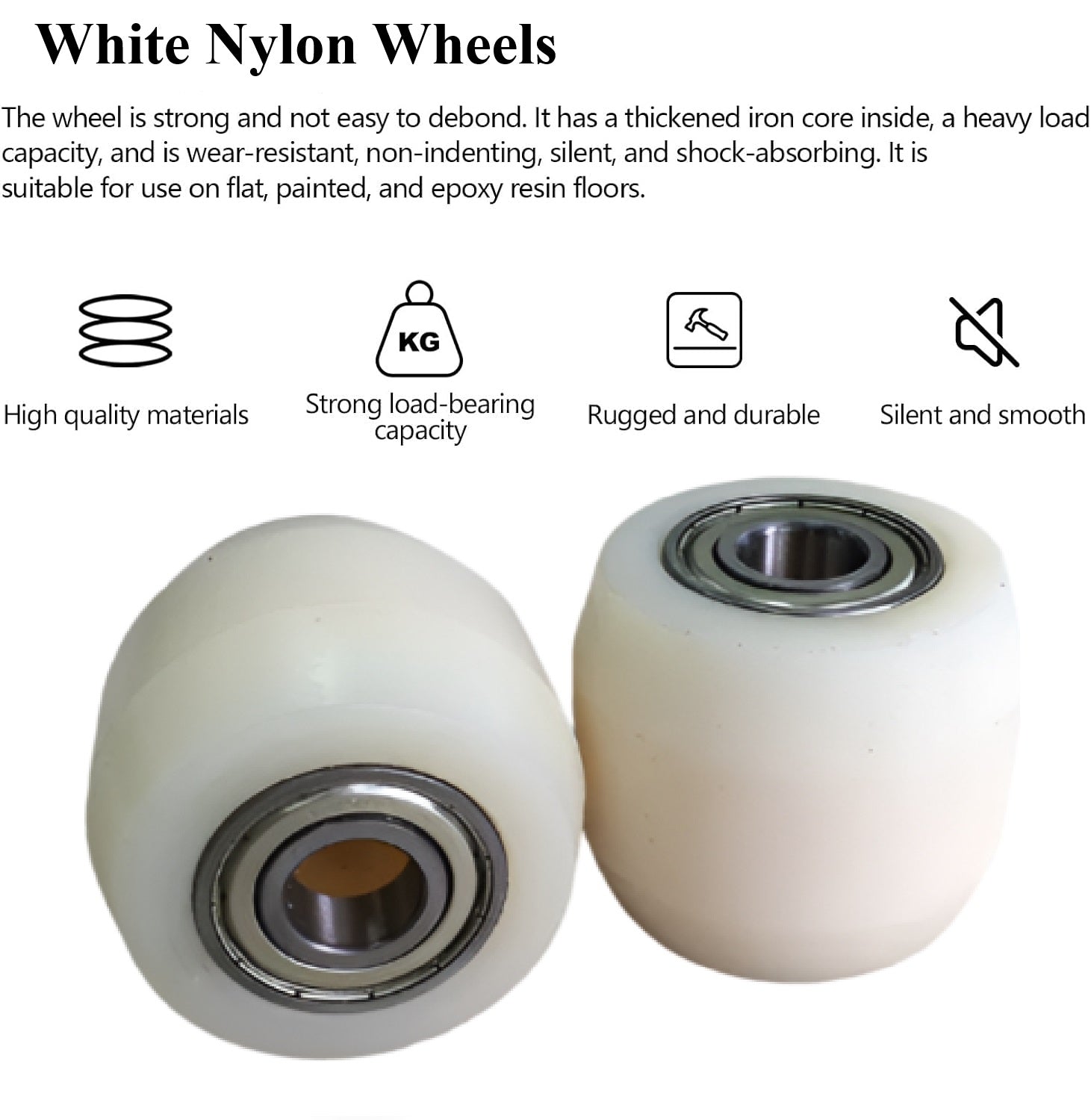 SUWAS™ Nylon Load Wheel 70×80 mm with Bearing (Pack of 4) for Pallet Truck | Heavy Duty Pallet Jack Replacement Wheel | Industrial Material Handling Spare Part