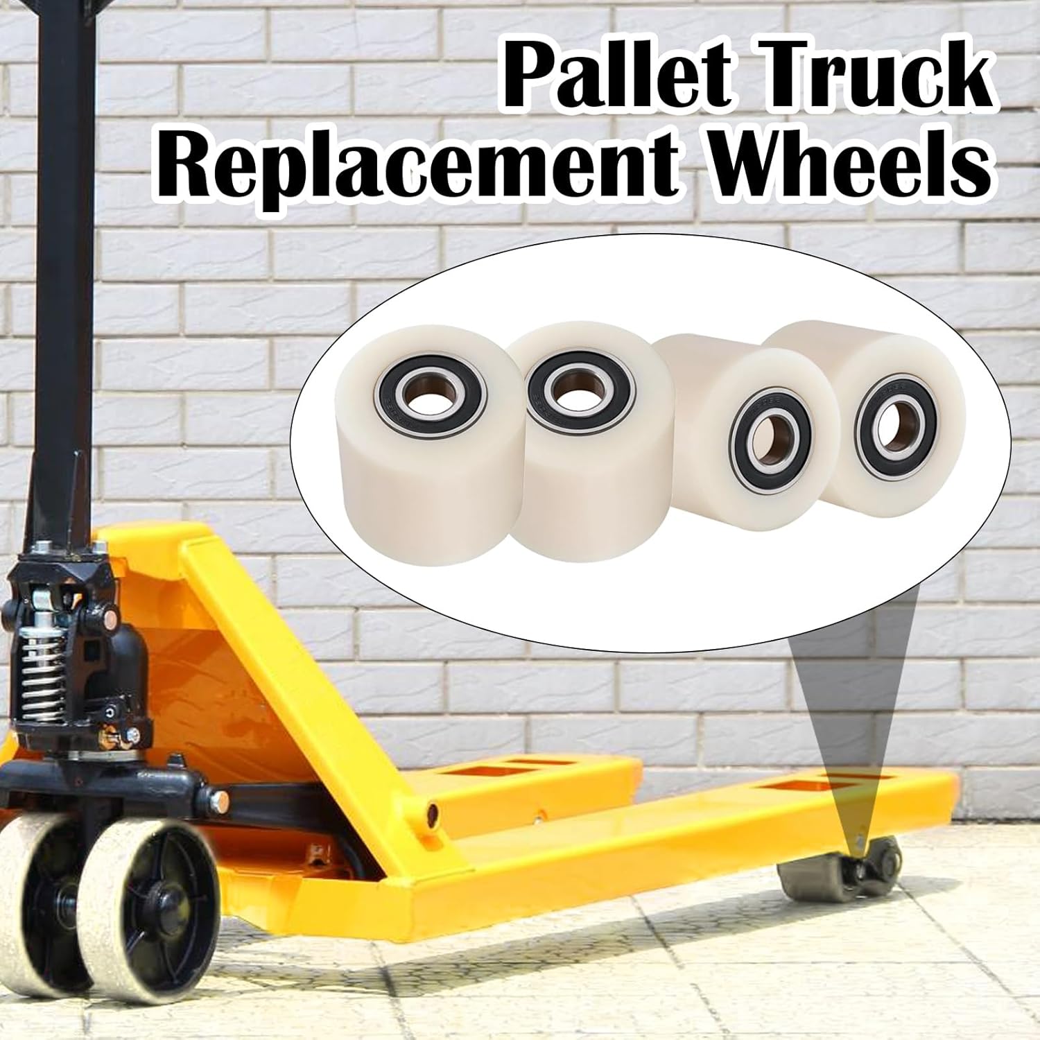 SUWAS™ Nylon Load Wheel 70×80 mm with Bearing (Pack of 4) for Pallet Truck | Heavy Duty Pallet Jack Replacement Wheel | Industrial Material Handling Spare Part