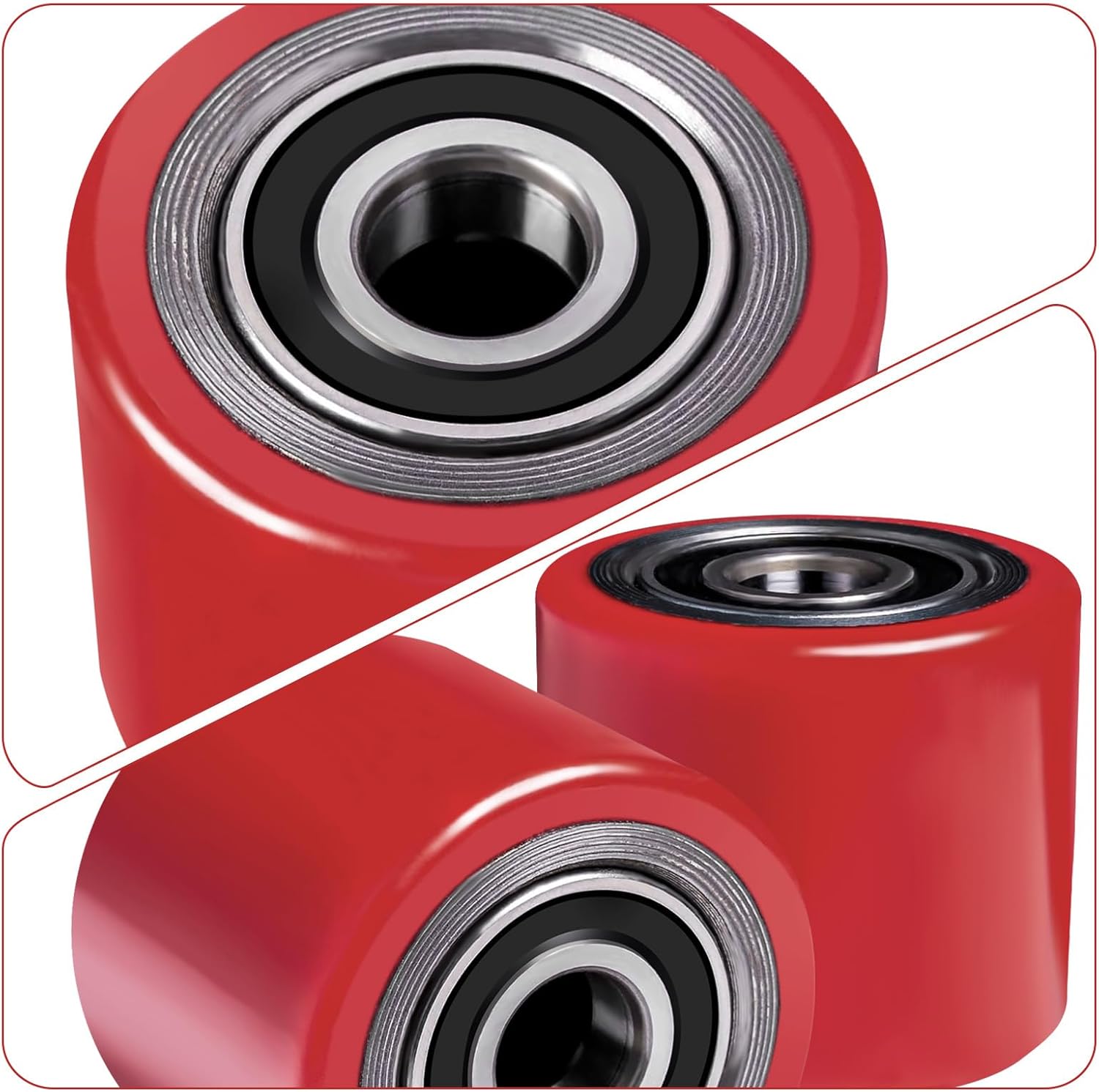 SUWAS™ Polyurethane (CIPU) Load Wheel 70×80 mm with Bearing (Pack of 4) for Pallet Truck | Heavy Duty Pallet Jack Replacement Wheel | Industrial Material Handling Spare Part