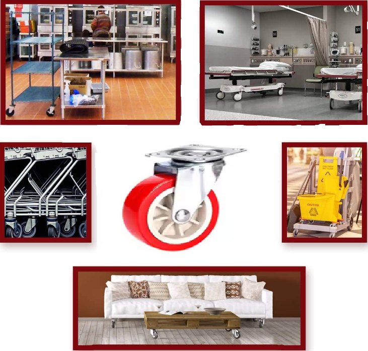 Suwas 3 Inch Caster Wheels Set of 4, Heavy Duty Caster with 360 Degree Rotation, No Noise Wheels Polyurethane, No Marking Swivel Plate Casters (Bonus of Hardware Kit)