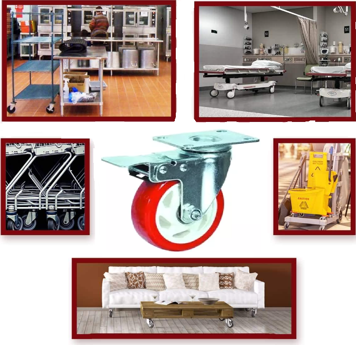 Suwas 4 Inch Caster Wheels Set of 4, Heavy Duty Casters with Safety Dual Locking Casters, No Noise Wheels Polyurethane, No Marking Swivel Plate Casters (Bonus of Hardware Kit)