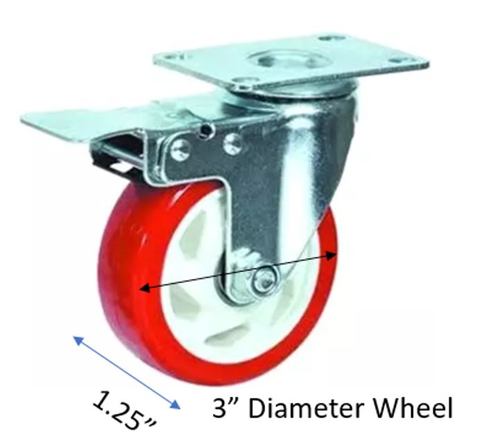 Suwas 3 Inch Caster Wheels Set of 4, Heavy Duty Caster with Safety Dual Locking Caster, No Noise Wheels Polyurethane, No Marking Swivel Plate Casters (Bonus of Hardware Kit)