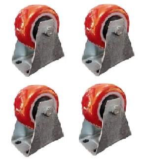 Suwas 4 Inch x 2 Inch Caster Wheels Set of 4, Heavy Duty 500Kg. Load Capacity Caster with Fixed Plate, No Noise Wheels Polyurethane, No Marking Fixed Direction Plate Casters (Bonus of Hardware Kit)