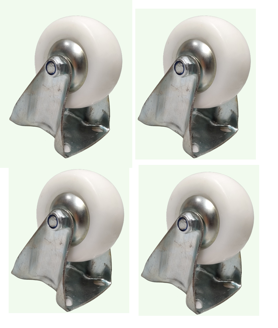 Suwas 4 Inch x 2 Inch Caster Wheels Set of 4, Heavy Duty 500Kg. Load Capacity Caster with Fixed Plate, No Noise Wheels Polyurethane, No Marking Fixed Direction Plate Casters (Bonus of Hardware Kit)